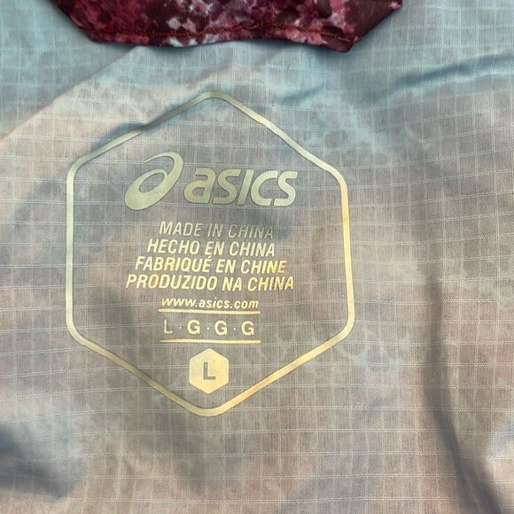 Asics Packable Windbreaker Jacket Purple Deep Mars Print L - Picture 9 of 13